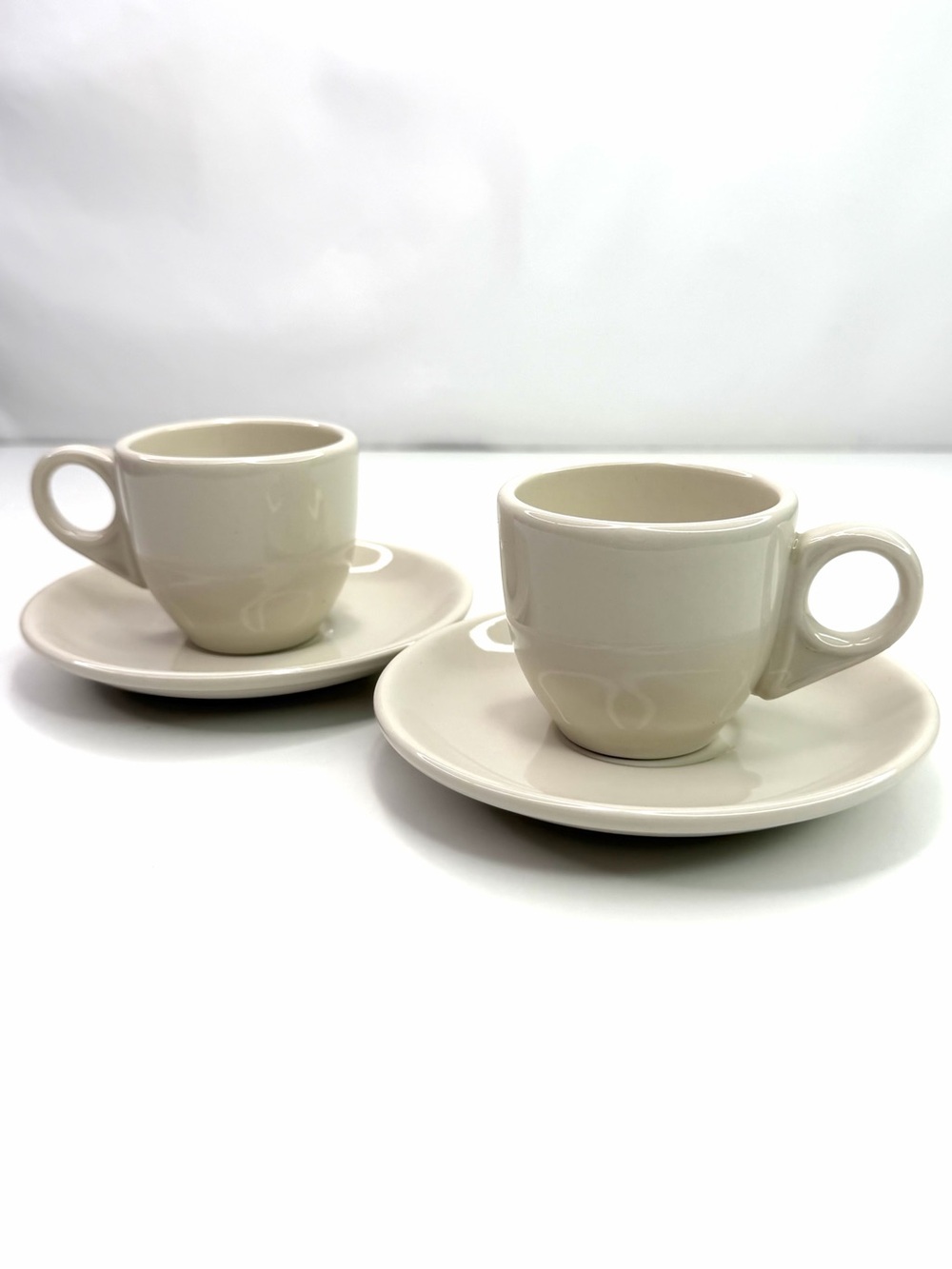 Homer Laughlin White Set of 2 Ceramic Espresso Cup and Saucer Set